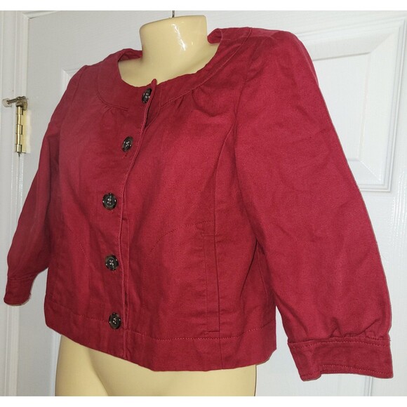Ann Taylor Petites Red Blazer Jacket Size 0P Work Business Lined Jacket - Picture 4 of 6
